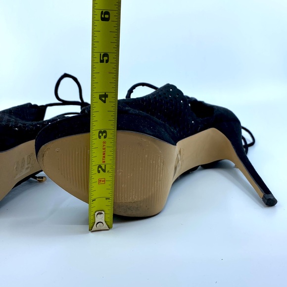 Black Dye-cut Aldo Platform Stilettos.  Lace up ankle.  Faux suede.  Worn once. - Picture 7 of 12